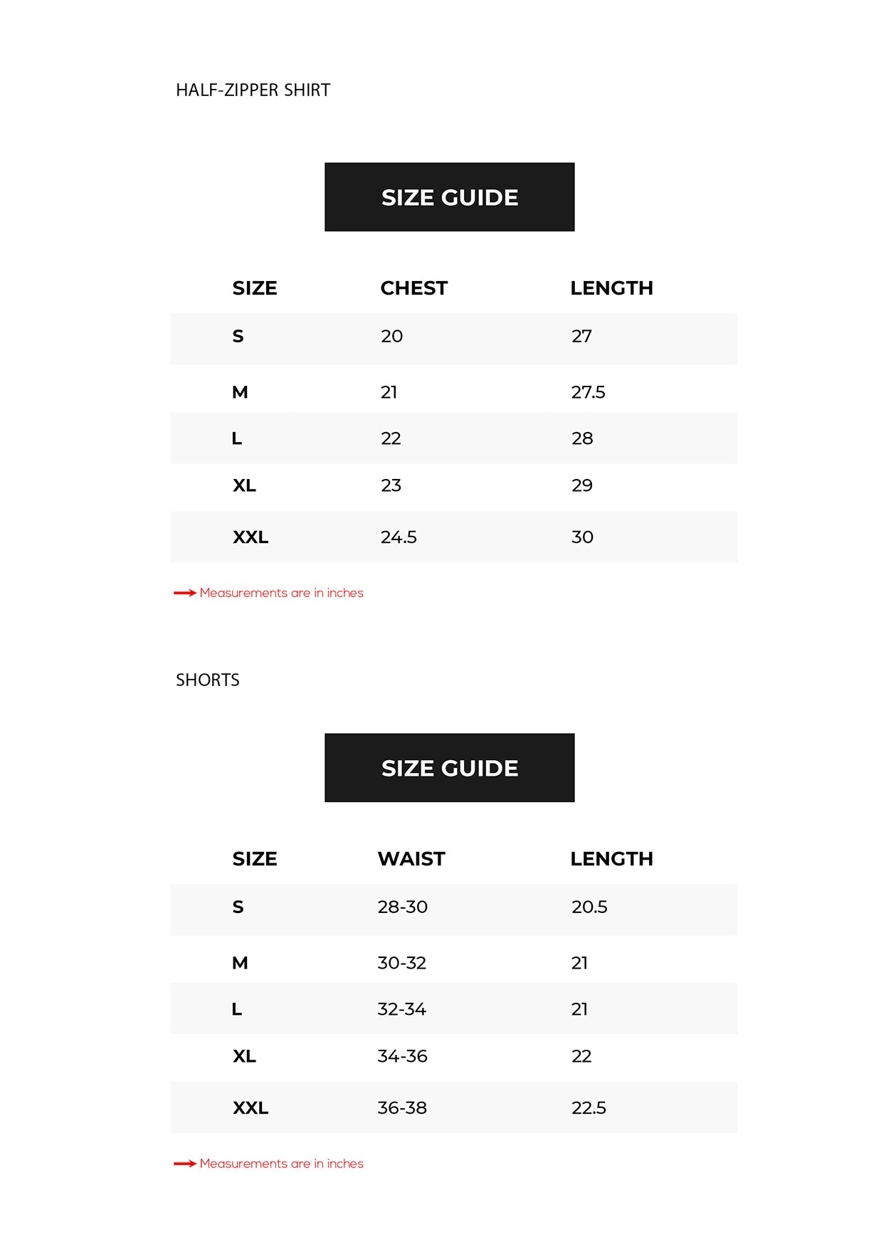 Size Chart